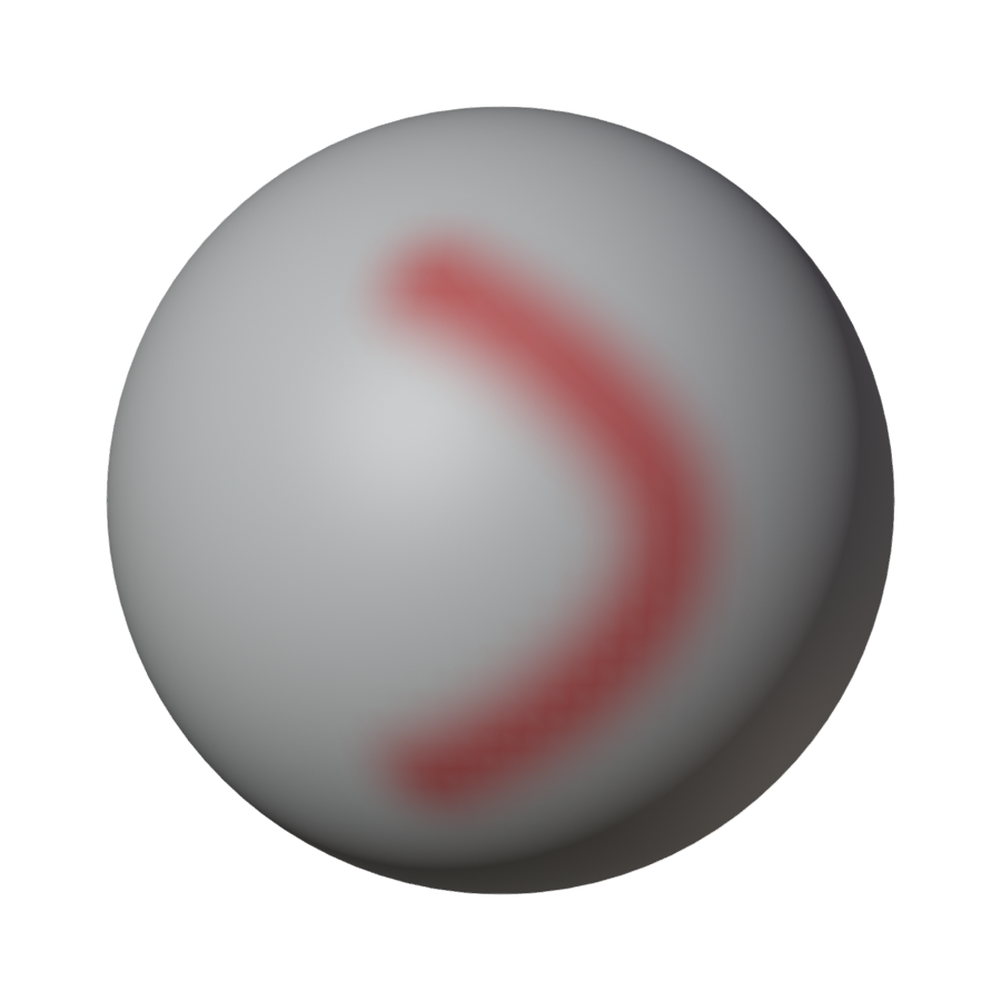 A soft red arc painted across a sphere