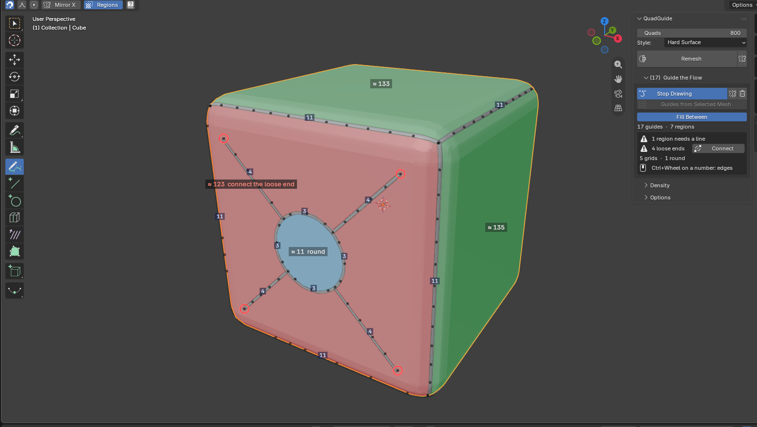 Spokes stopping short of the box's corners