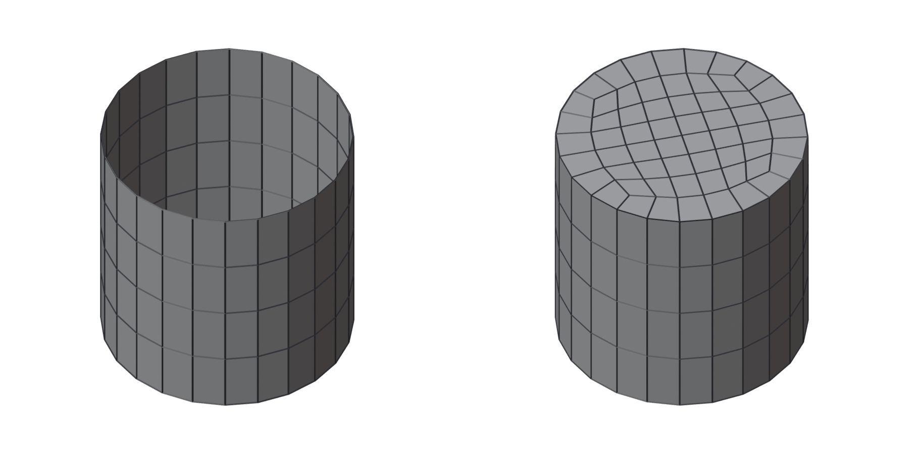 Fill Hole on a tube end: the open end, and the cap